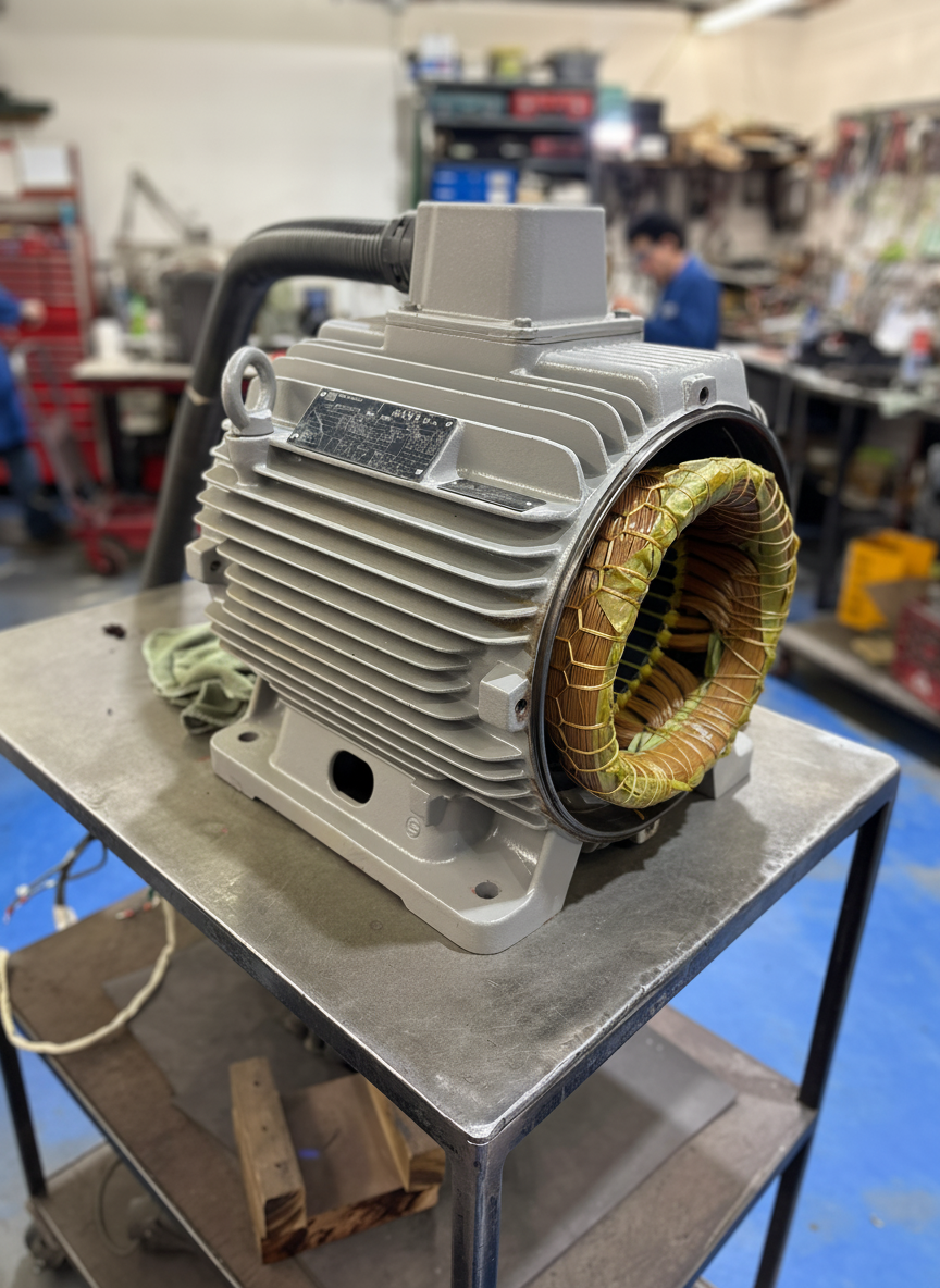 Motor stator with copper windings of precision copper motor windings at Complete Electric Calgary