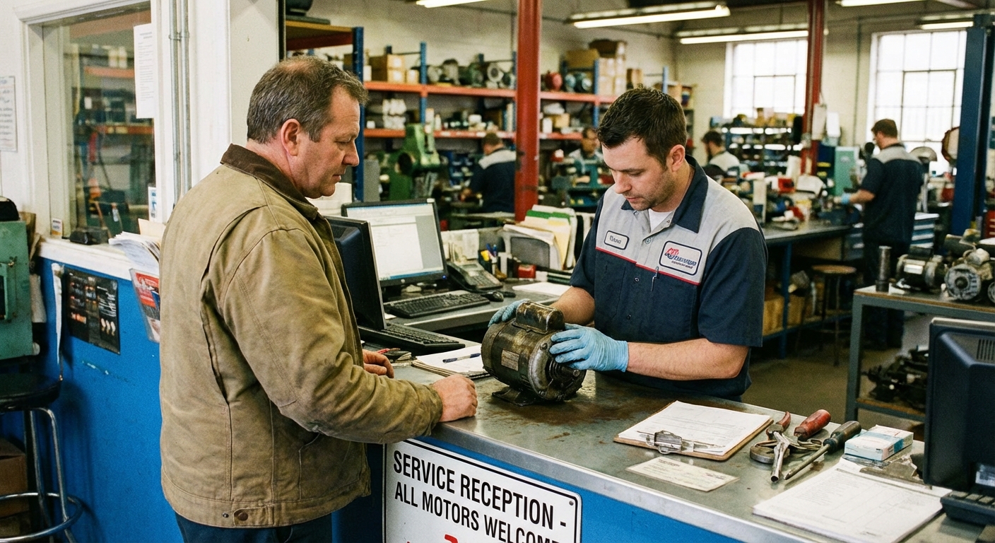 Customer service at Complete Electric during repair at Complete Electric Calgary shop