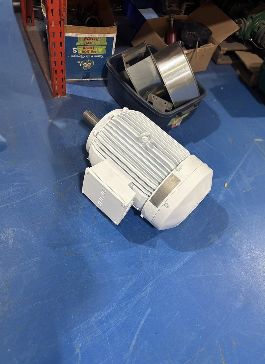 Freshly painted white motor internals during repair at Complete Electric Calgary shop